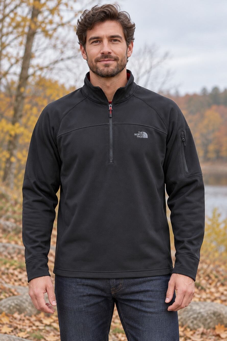 The North Face Men’s Black Water-Resistant Softshell Quarter Zip Pullover XL